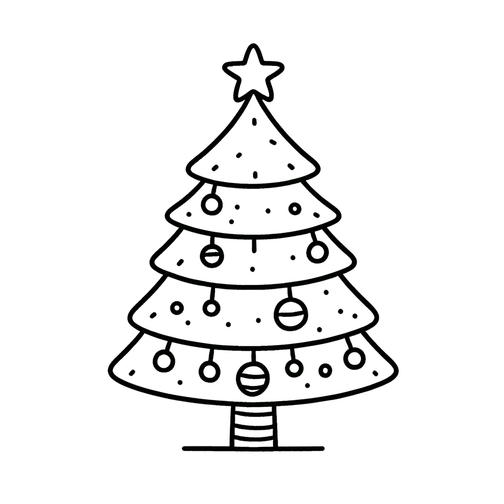 Desenho fácil de árvore de Natal para pintar