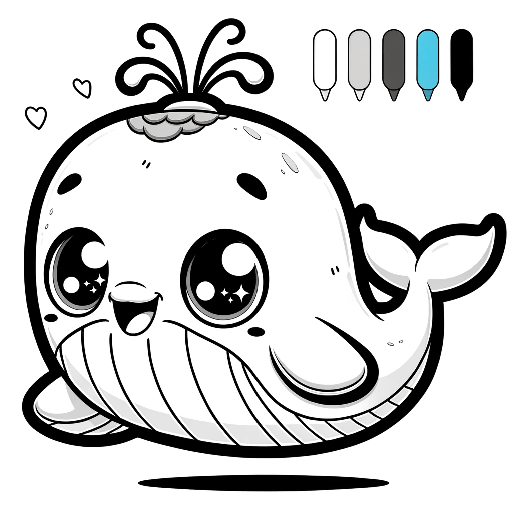 Baleia kawaii para colorir - Imprimir Desenhos