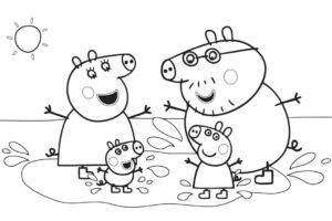 Pintar Desenhos da Porquinha Peppa, Colorindo Peppa Pig Papai Pig e George
