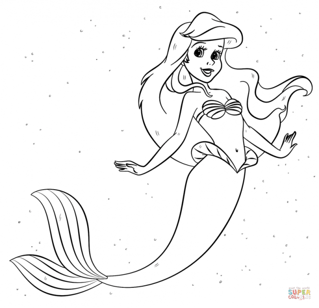 Princesa da Disney Ariel, A Pequena Sereia Pintando Desenho